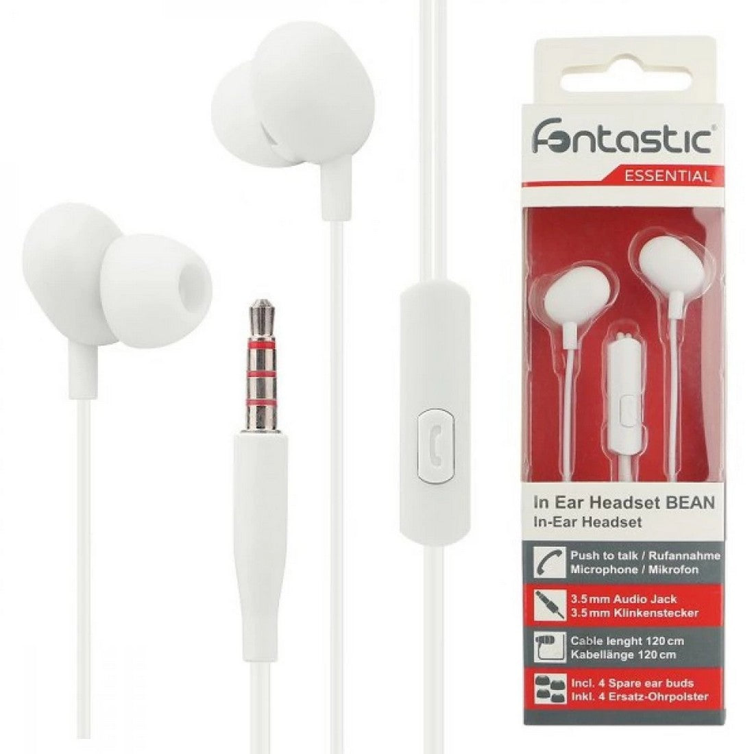 Fontastic 255458 In-Ear Headset - Oordopjes met microfoon - Wit