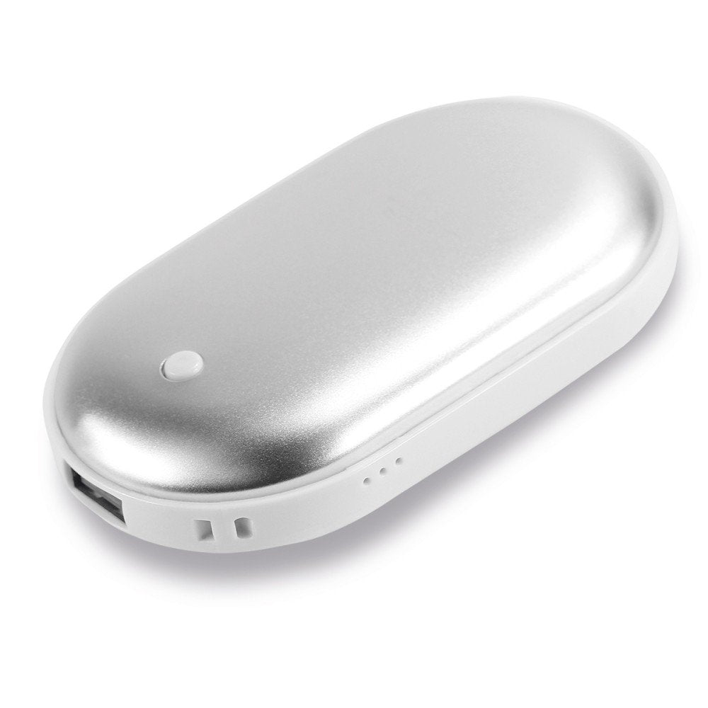 Fontastic 255687 Handwarmer en Powerbank - Dubbelzijdig - 5.200 mAh - 1x USB-A, 1x Micro USB - Zilver