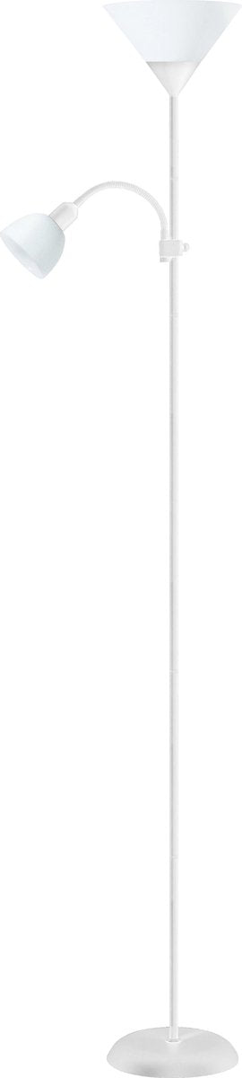 Platinet PFLF066W Moderne staande vloerlamp - Extra draaibare spot - leeslamp - Wit