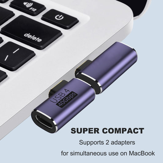 NÖRDIC USB4-301 - Right Angle Male to Female USB-C Adapter - 8K60Hz - 40Gb/s - PD 100W - Purple