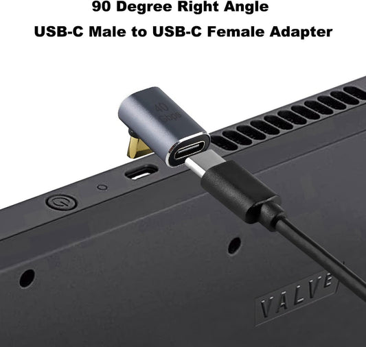 NÖRDIC USB4-303 - Right Angle Male to Female USB-C Adapter - 8K60Hz - 40Gb/s - PD 100W - Purple