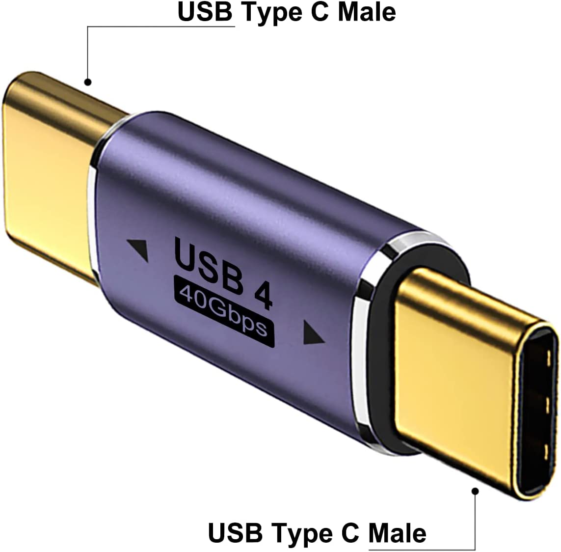 NÖRDIC USB4-306 - Male to Male USB-C Adapter - 8K60Hz - 40Gb/s - PD 100W - Purple