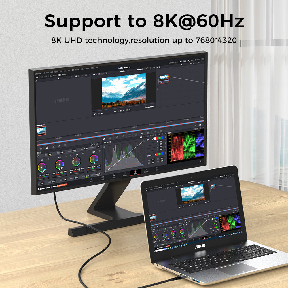 Delmark HDMI 2.1 kabel - 8K60Hz 4K120Hz - Vergulde connectoren - Nylon gevlochten - Grijs