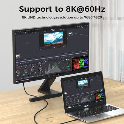 Delmark HDMI 2.1 kabel - 8K60Hz 4K120Hz - Vergulde connectoren - Nylon gevlochten - Grijs