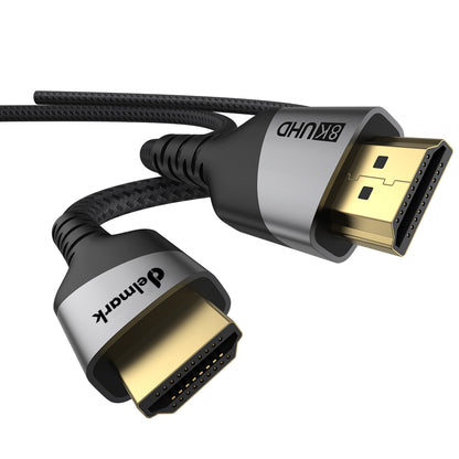 Delmark HDMI 2.1 kabel - 8K60Hz 4K120Hz - Vergulde connectoren - Nylon gevlochten - Grijs