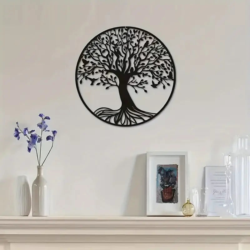 Moderne Metalen Levensboom Muurkunst – Stijlvolle Wanddecoratie voor Binnen & Buiten – 30x30cm