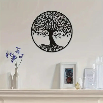 Moderne Metalen Levensboom Muurkunst – Stijlvolle Wanddecoratie voor Binnen & Buiten – 30x30cm