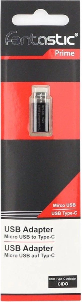 Fontastic 250859 Micro-USB naar USB-C Adapter - Zwart