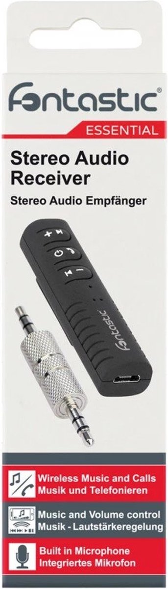 Fontastic 252686 Bluetooth ontvanger - 3.5mm jack - Micro USB - ingebouwde Microfoon - Zwart