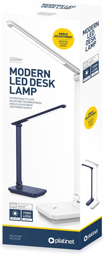 Platinet PDL6731NB LED bureaulamp 5W met ingebouwde oplaadbare batterij Navyblauw