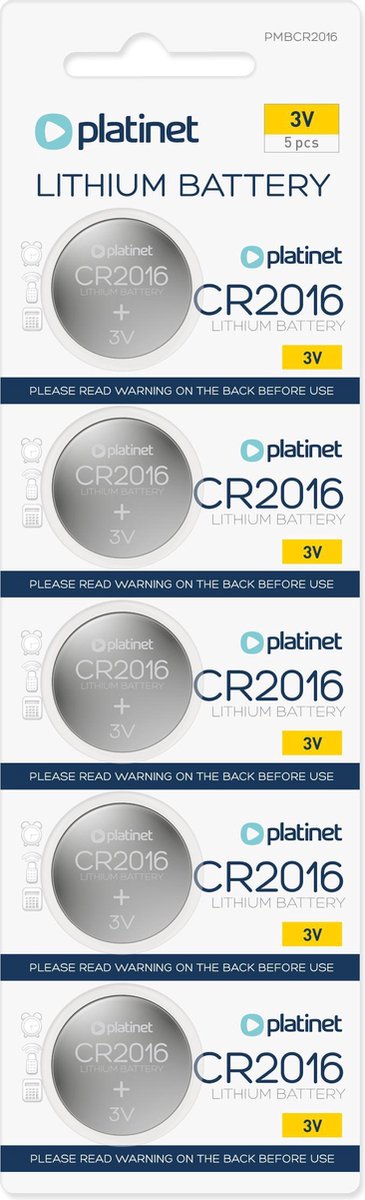 PLATINET PMBCR2016 CR2016 button cell batteries 5 pieces