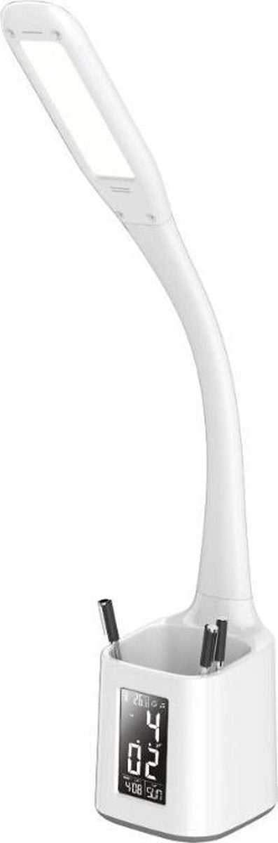 PLATINET PDLU6 LED bureaulamp 7W met display klok en temperatuur, pennenbakje, koudwit, wit