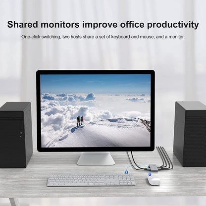 NÖRDIC KVM-114 KVM Switch - 2 naar 1 - USB-C, Displayport, USB2.0 - 8K60Hz - Grijs