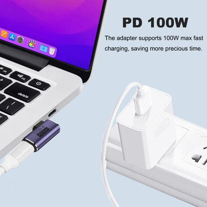 NÖRDIC USB4-301 - Right Angle Male to Female USB-C Adapter - 8K60Hz - 40Gb/s - PD 100W - Purple
