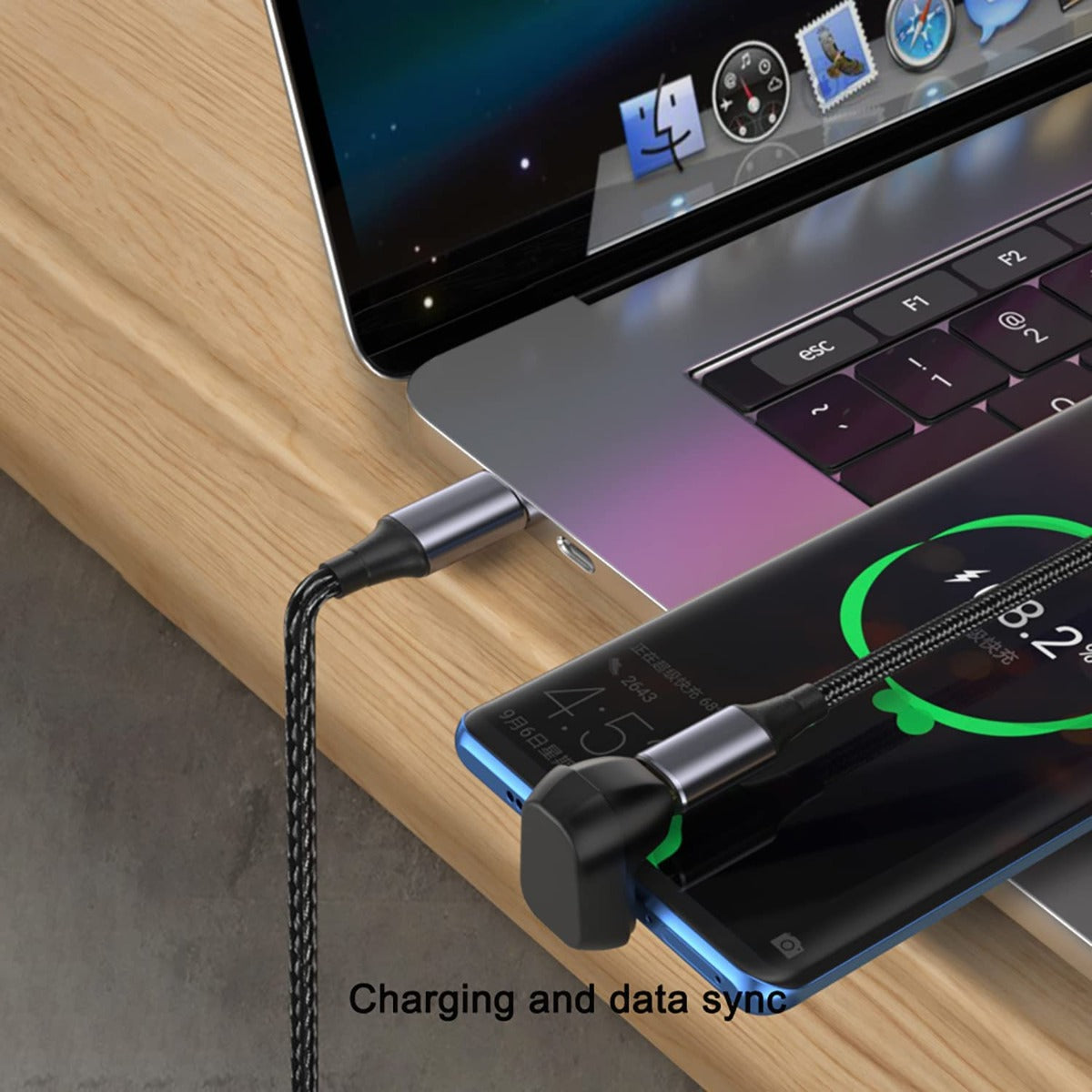 NÖRDIC USB4-305 - Dubbel Haakse USB-C Adapter - Mannelijk naar Vrouwelijk - 8K60Hz - 40Gb/s - PD 100W - Zwart