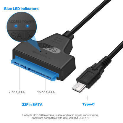 NÖRDIC USBC-SATA USB-C naar SATA adapter - 2.5 SATA III HDD - 5Gbps - Zwart