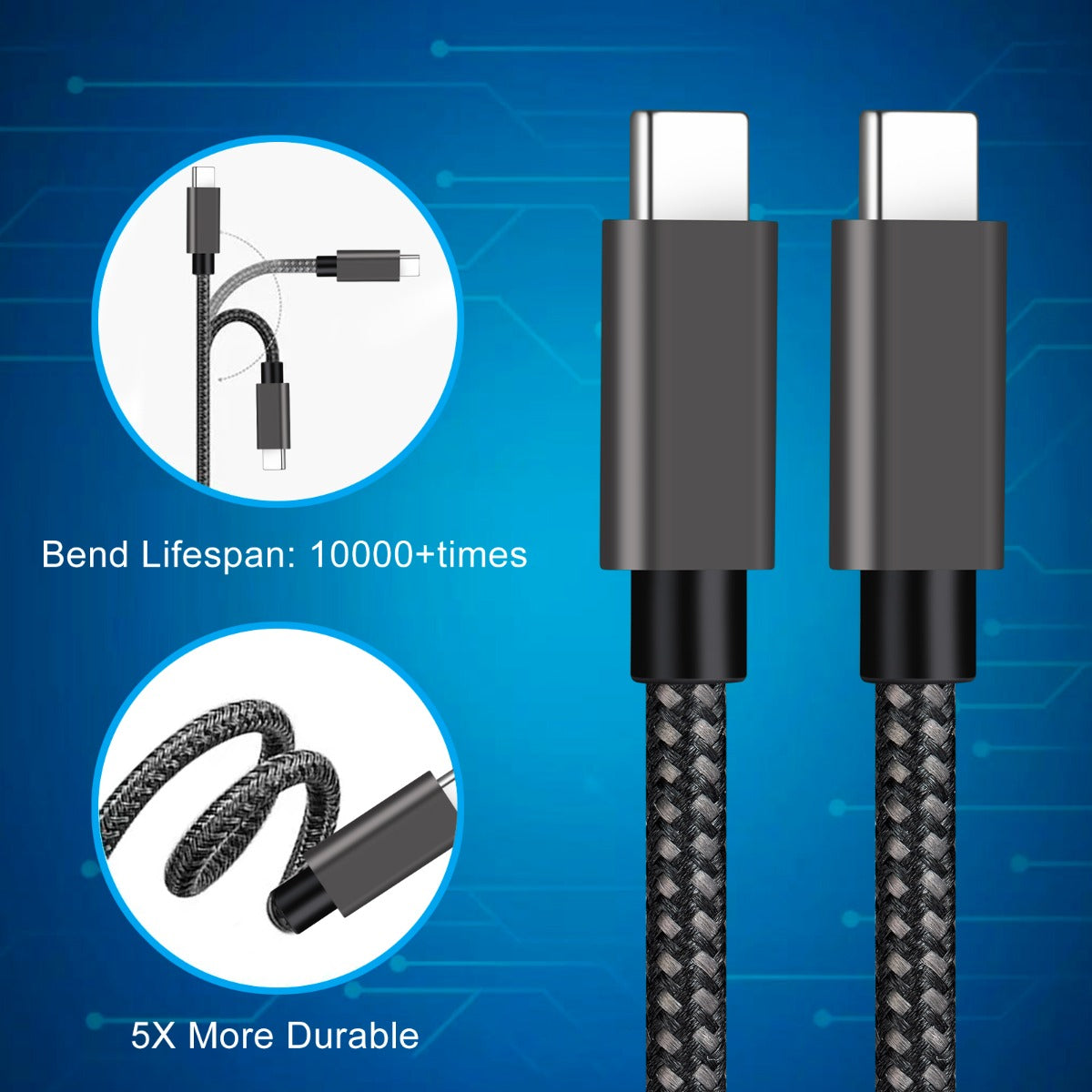 NÖRDIC USBC-N1084 USB-C naar USB-C kabel - USB 3.1 - 60W PD - 5Gbps - 3A Gen1 - 2m