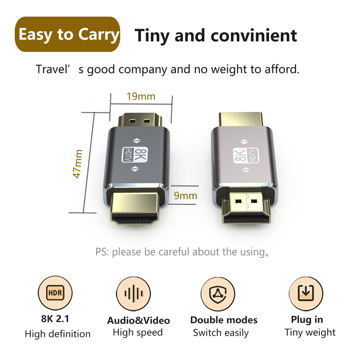 NÖRDIC HDMI-N5020 - HDMI Adapter - Mannenlijk naar mannenlijk - 8K60Hz - 4K120Hz - 48Gbps