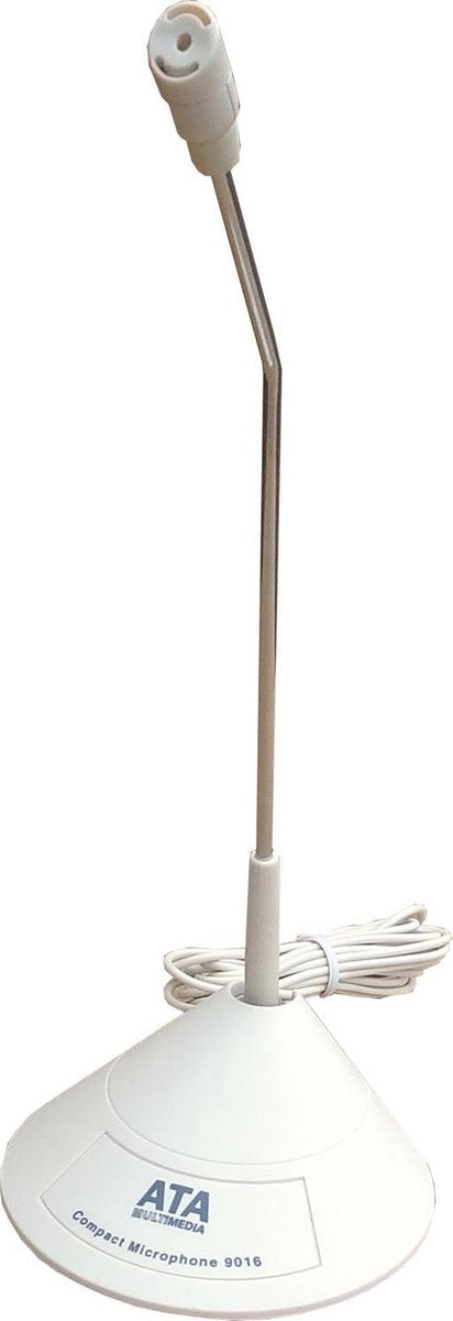 ATA Desktop Microphone, bureau microfoon, 30Hz - 16kHz, 2 meter, 3.5 mm jack, Wit