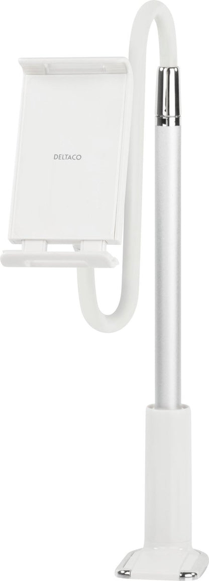DELTACO ARM-277 Standaard voor smartphones tablets - Universeel - Met bureauklem - Vaste en flexibele arm - Wit