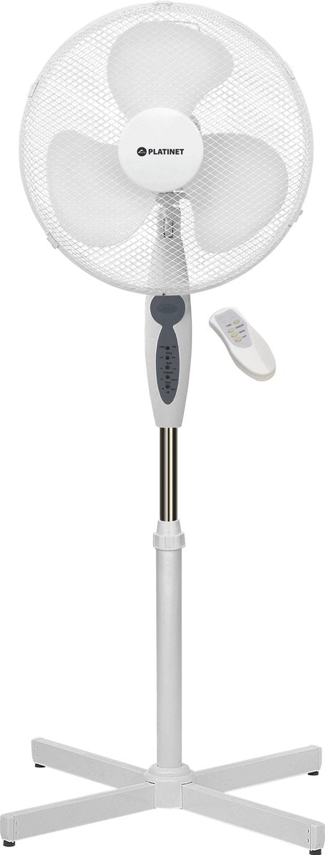 PLATINET PRSF16W Staande vloerventilator 40W oscillerend 41 cm (16 inch) met afstandsbediening wit