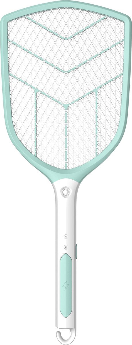PLATINET PRMB3839 Large Rechargeable Electric Fly Swatter - Mosquito Swatter 1200 mAh Mint White with LED Light