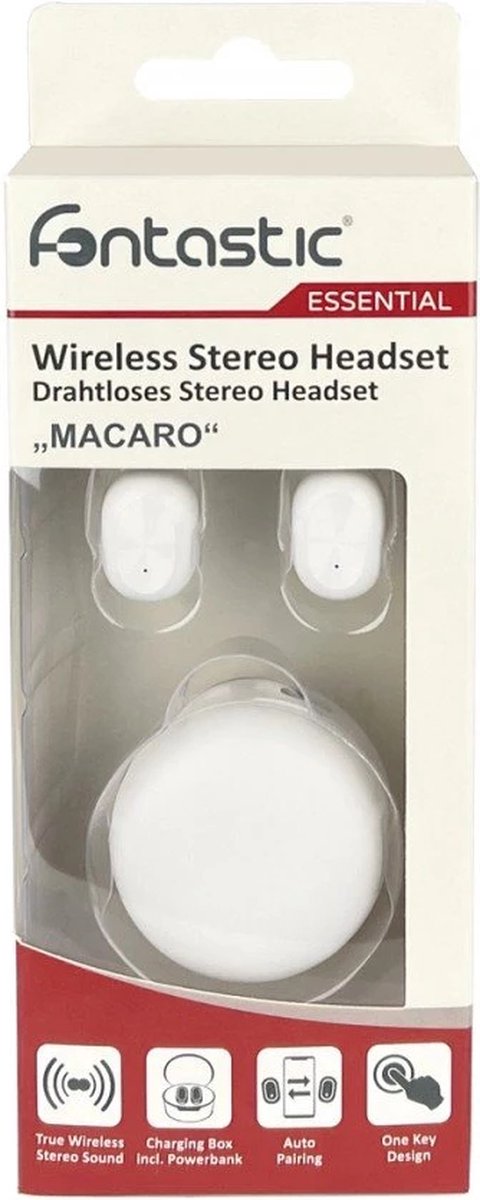 Fontastic 260612 Draadloze Oordopjes In-ear met Oplaaddoos - Wit