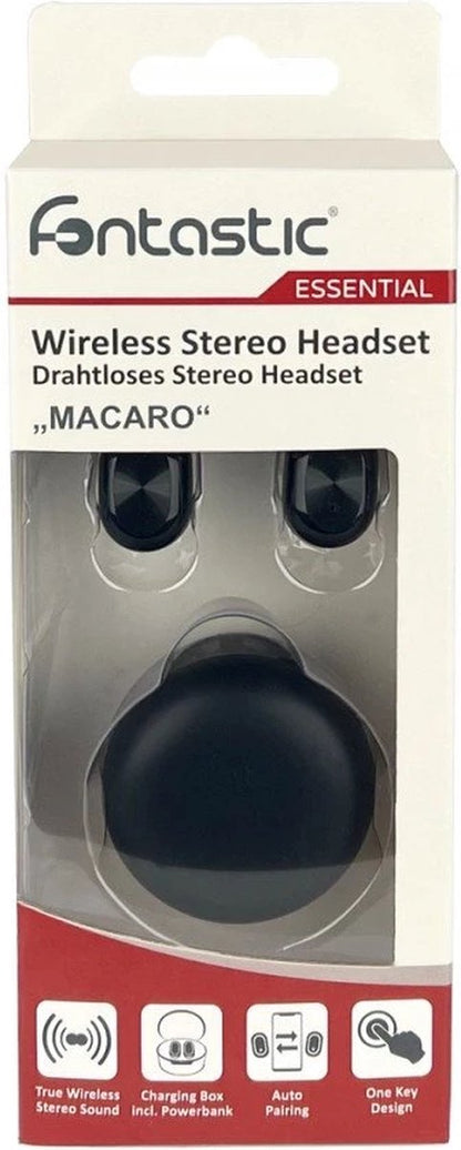 Fontastic 260599 Wireless Earbuds - In-ear with Charging Case - Auto Pairing - Black