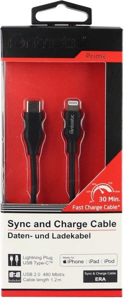 Fontastic 462009 Charging/Data Cable USB Type-C to Lightning - Suitable for Fast Charge - 1.2 m - Black