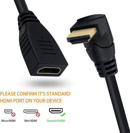 NÖRDIC HDMI-N5026 - HDMI-adapter - 8K60Hz/4k120Hz - 48Gbps - Mannenlijk naar Vrouwelijk - Hoek naar boven - 15cm