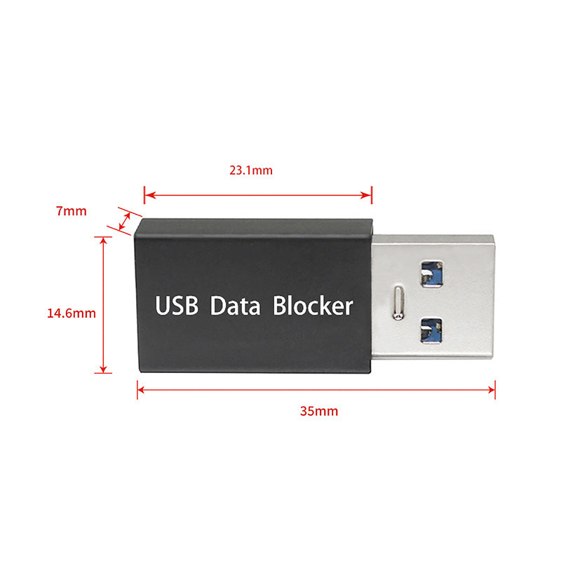 NÖRDIC BLOCKER USB Data blocker - USB-A adapter - 5V2A - 10W - Zwart