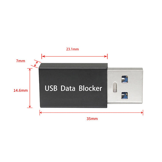 NÖRDIC BLOCKER USB Data blocker - USB-A adapter - 5V2A - 10W - Zwart