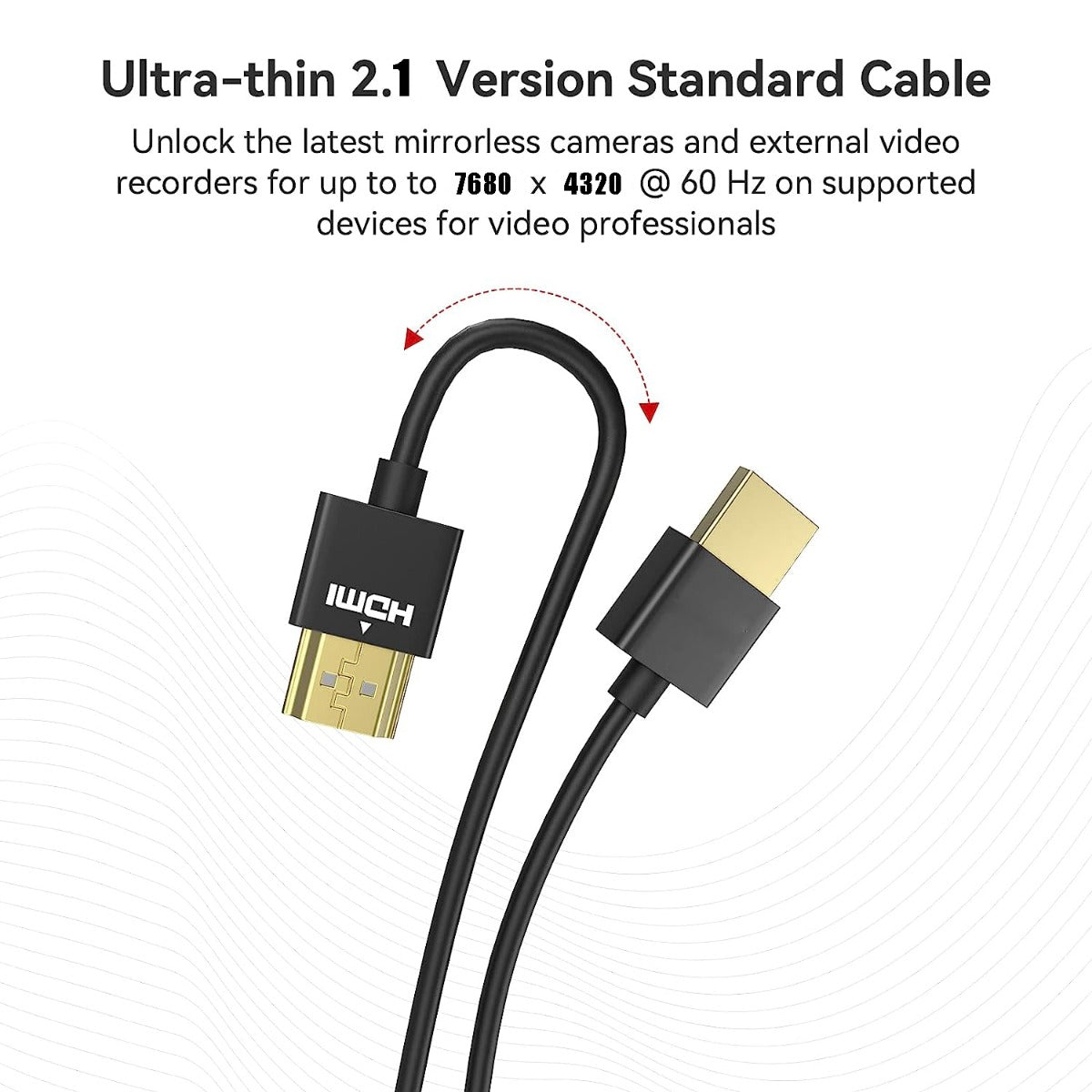NÖRDIC HDMI-472 HDMI2.1 Cable - 8K 60Hz - 4K 120Hz - 48Gbps - 1m - Black