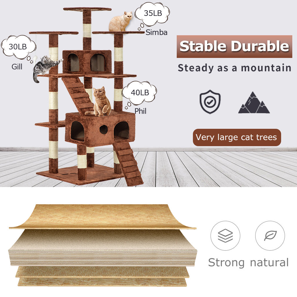 BestPet CT-T07-Brown Krabpaal voor katten - Speelhuis - Bruin