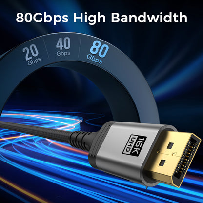 Delmark Displayport 2.0 Kabel - 16K60Hz 8K120Hz - 80Gbps - Ultra HD - Grijs