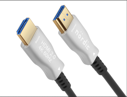 NÖRDIC HDMI-F050 HDMI fiber optic cable - 4K 60Hz - HDMI 2.0 - 18Gbps - 50 meters - Black