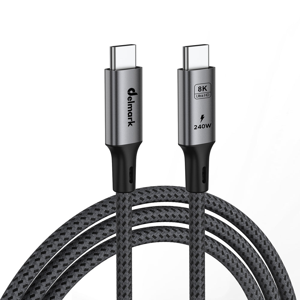 Delmark USB-C 4.0 Kabel - 1 meter- USB4 40Gbps, 8K Video, PD 240W - Fast Charging - Thunderbolt 3/4 Compatibel