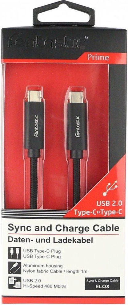 Fontastic 251238 USB-C to USB-C cable - 1 meter - Black