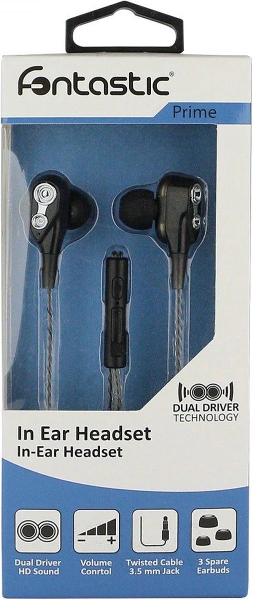 Fontastic 255144 In-Ear Headset - Ohrhörer - HD Sound - Dual Driver - Schwarz