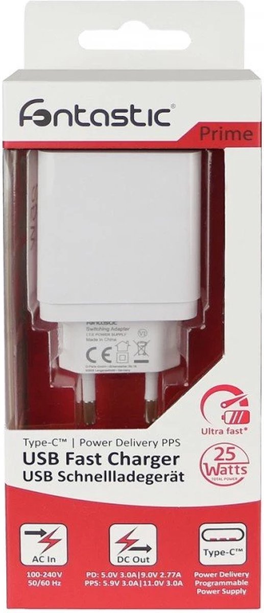 Fontastic 260452 Snellader USB-C - Power Delivery - 25W - Wit