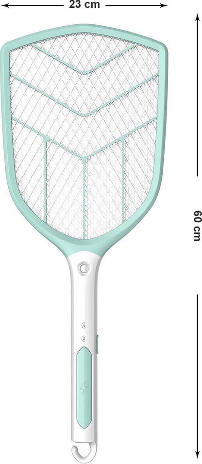 PLATINET PRMB3839 Large Rechargeable Electric Fly Swatter - Mosquito Swatter 1200 mAh Mint White with LED Light