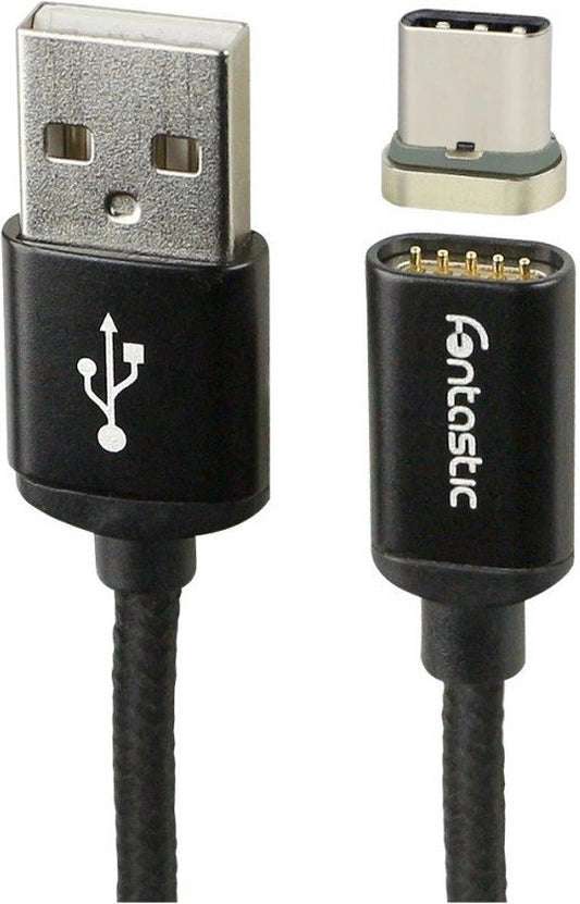 Fontastic 251535 USB-C naar USB-A kabel - Magnetisch - 1 meter - Zwart