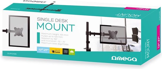 Platinet Omega OUPC024D Double monitor arm for desks and tables, for two 13 to 27 inch screens, Vesa standard, black