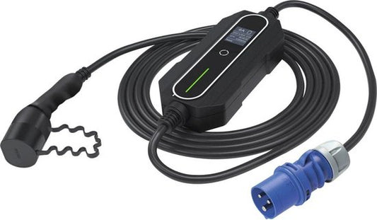 EM2GO EM014ACC AC Portable Charging Station Blue CEE plug to Type2 - 230V - 6A - 1.2kW - IP66 - 5m - Black