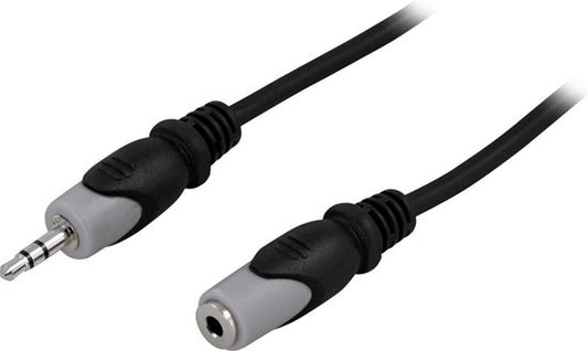 DELTACO MM-163, 3.5mm Zwart, Grijs audio kabel, 10m