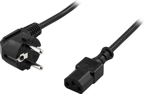 DELTACO DEL-109, Earthed cable for connection between device and socket, CEE 7/7 to IEC 60320 C13, 2m, black