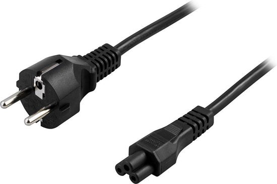 DELTACO DEL-109F, Earthed cable for connection between an appliance and a socket, CEE 7/7 to IEC 60320 C5, 3m, black