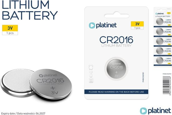 PLATINET PMBCR20161 CR2016 knoopcel batterij 1 stuk