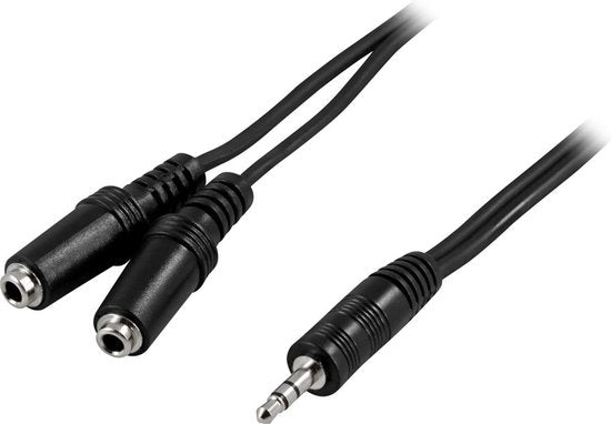 DELTACO MM-11 AUX male to 2x AUX female cable, 2 meters, black