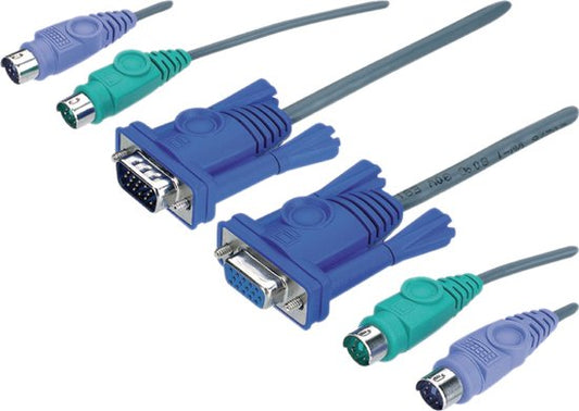 Aten PS/2 KVM Cable, 10m toetsenbord-video-muis (kvm) kabel Zwart